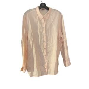 J. Jill Love Line Pink Shirt Woman’s L Long Sleeved Button Down 100% Linen